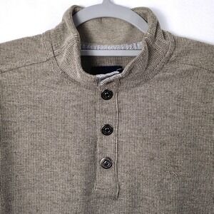 Tommy Bahama‎ Cold Springs Knit Pullover Ribbed Henley Sweater Mens Medium Green